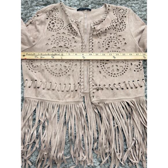 Lulumari Faux Suede Fringe Jacket Women’s M Boho Hippie Western Festival Indie - Picture 12 of 14